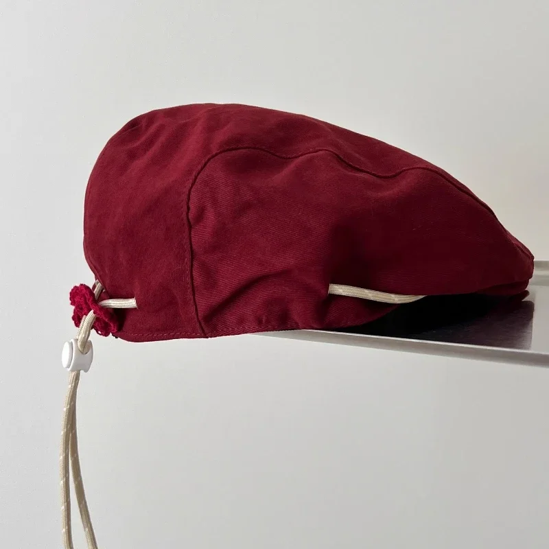 

Japanese Retro Solid Color Drawstring Berets Cap for Men and Women Summer Thin Sunscreen Versatile Personalized Forward Hats