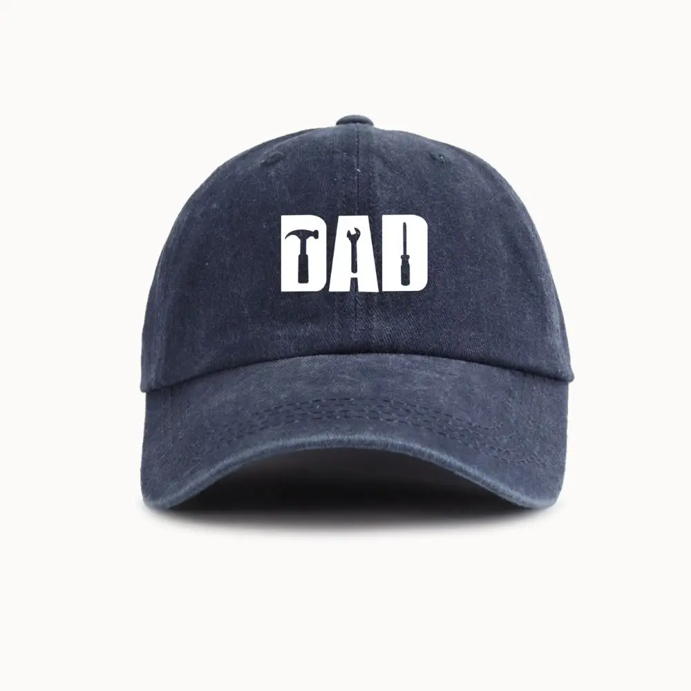 Hammer Wrench Screwdriver Pattern DAD Tool Baseball Hats Adjustable Hip-hop Washed Distressed Faded Cap Cotton