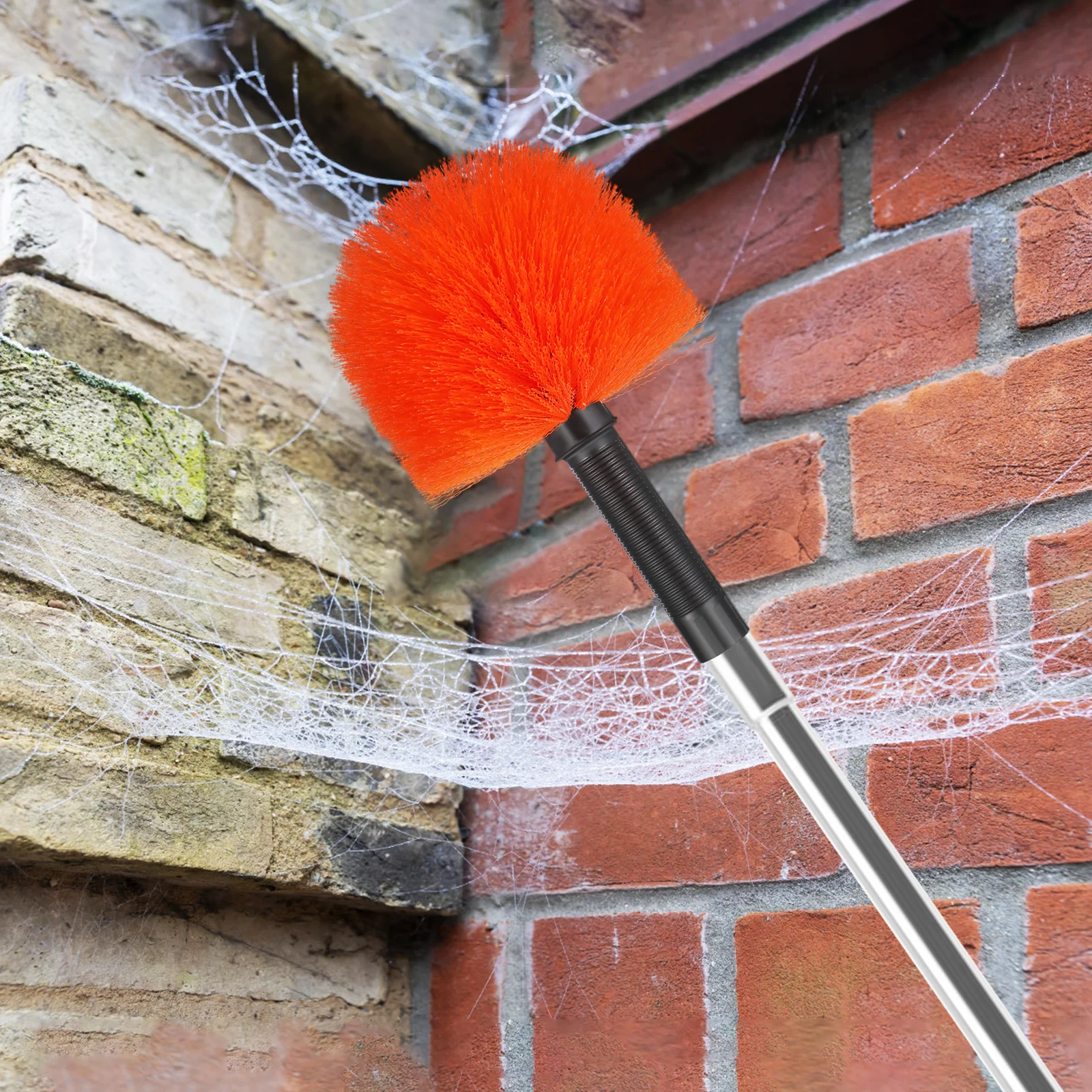 Spazzola Sweep Ragnatela Spolverino Testa Scopa Rimozione domestica Soffitto per esterni Arancione