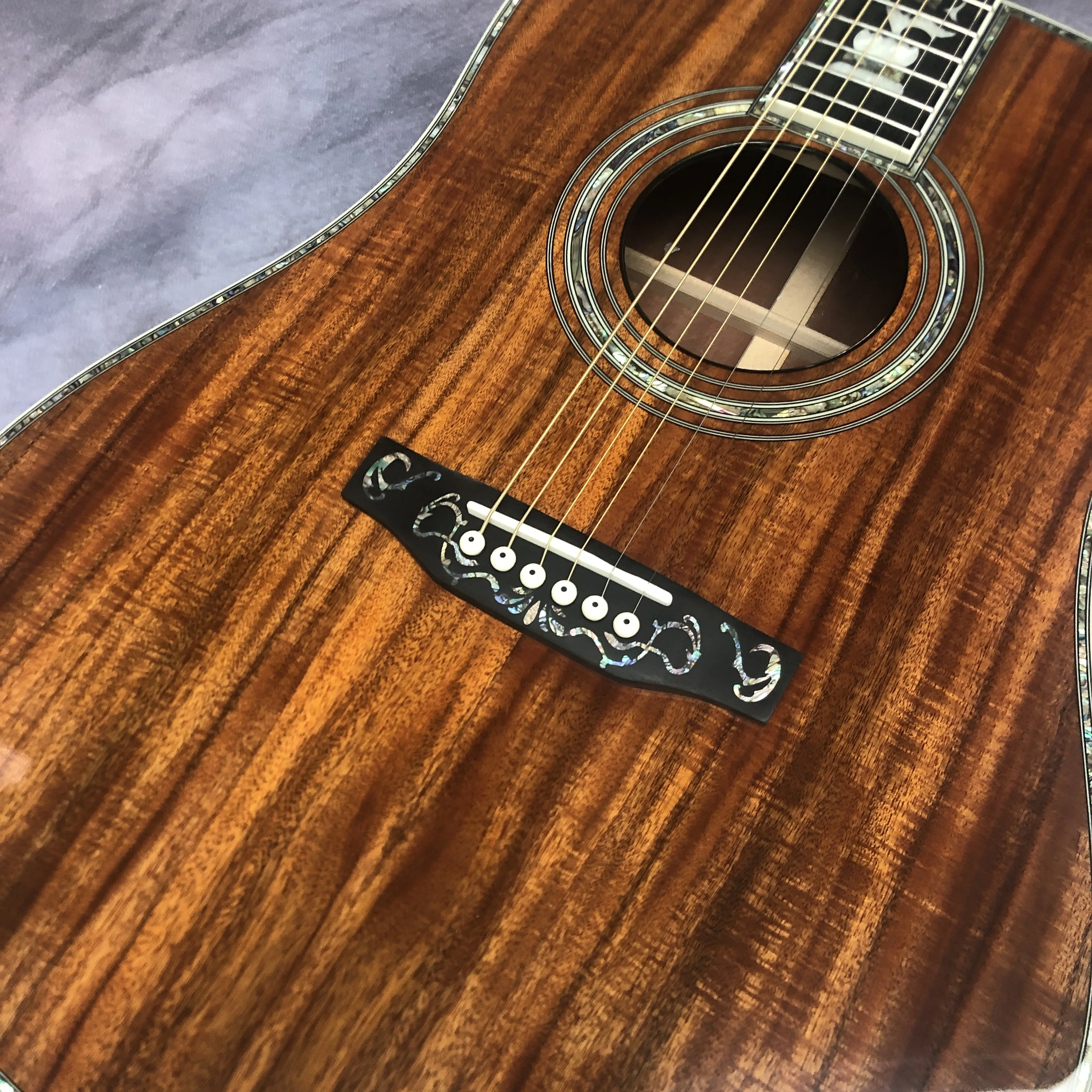 41-inch D45 mould all-koa wood-black real abalone acoustic guitar