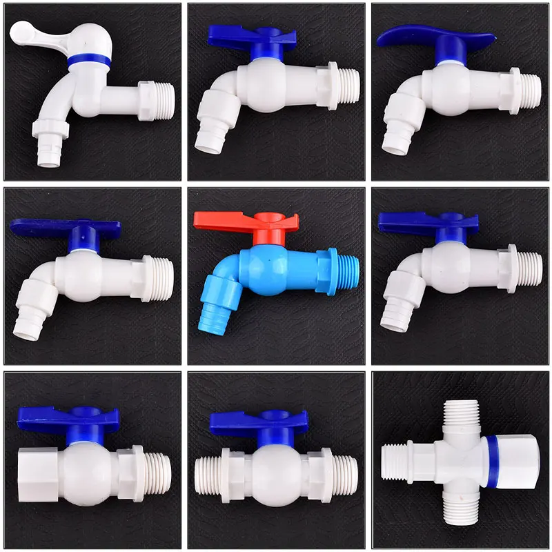 1/2 3/4 Inch Universal Interface Faucet PVC Male Thread Tap Valve, Fish Tank Tap Adapter Drainage Faucet Aquarium Valve Fittings