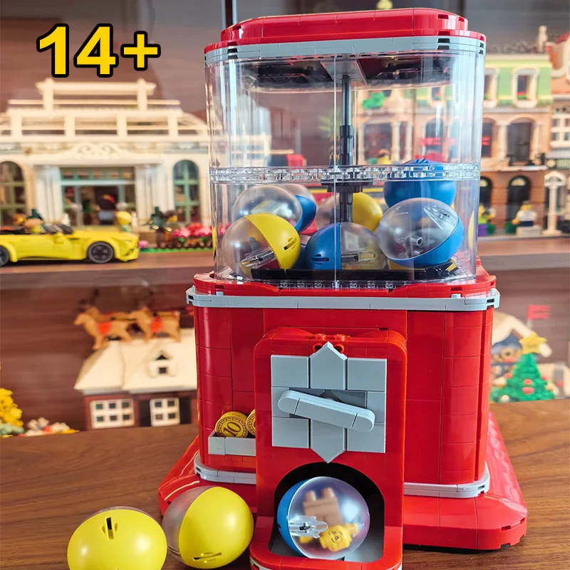 Ideias a máquina de prêmio conjunto de máquina de venda automática operado por moedas criativo retro quebra-cabeça nostalgia blocos de construção