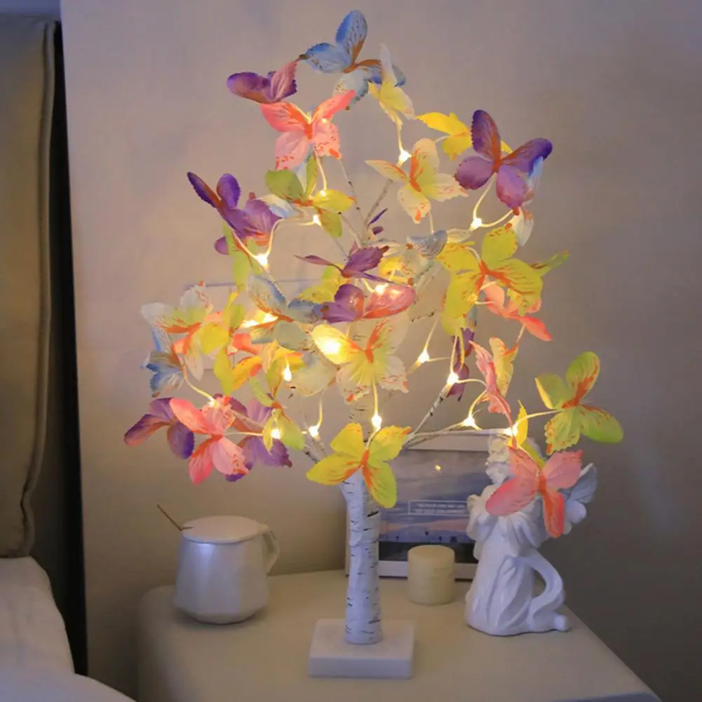 

Artificial Tree Butterfly Led Birch Tree Lamp Diy Adjustable Branches Soft Glow Table Lamp for Party Decoration Unique Home