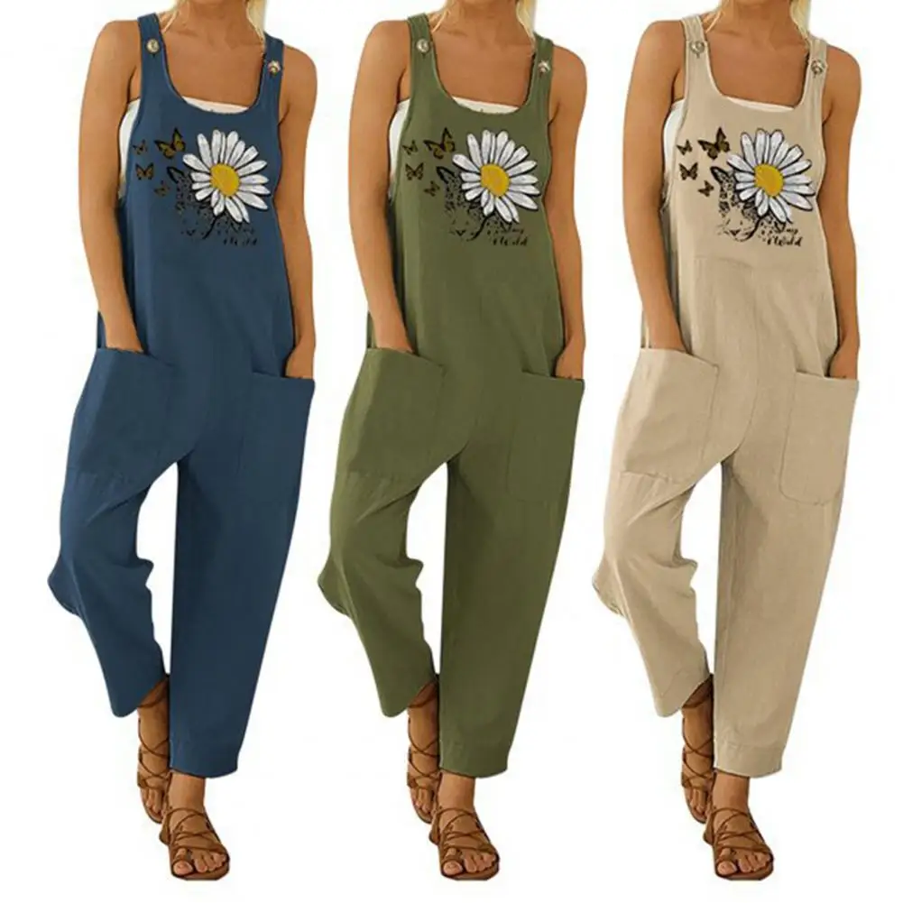 Casual Losse Jumpsuit Vrouwen Spaghetti Lange Camis Zomer Solid Katoen Linnen Band Wijde Pijpen Broek Bib Overalls Mouwloze Jumpsuit