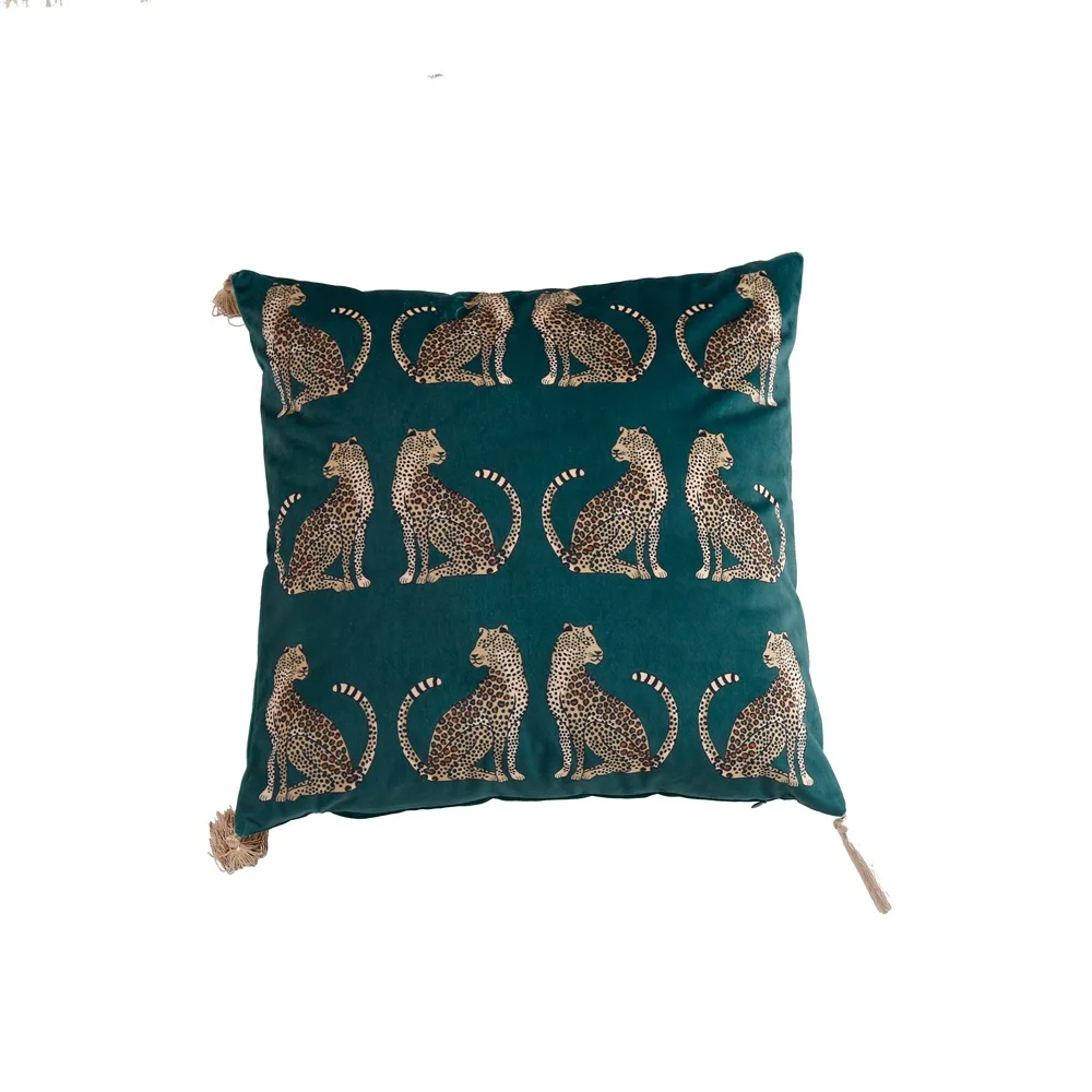 American Luxury Style Leopard Gold Tassel Pillow Case Ins Decorative Home Pillowcase Bohemian for Bed Livingroom Sofa
