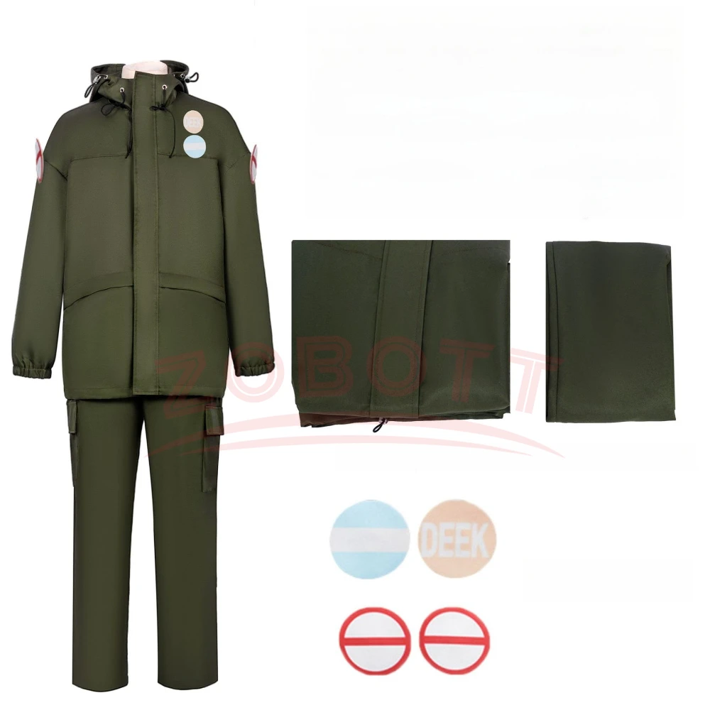 

Аниме Burifu Косплей Костюм Армейская Зеленая Куртка Пальто Брюки Значки Гарнитура Короткие Серьги Рок Необычный Наряд Для Хэллоуина Мужчины