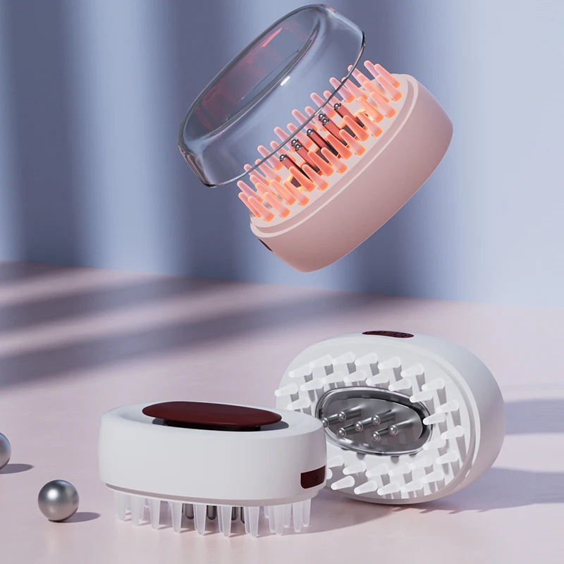 New 7 Colors Red Light Therapy Hair Brush Comb Vibration Massage Hair Growth Scalp Massager With Oil Applicator Head Massager