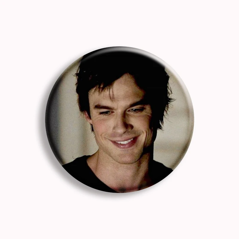 Damon Salvatore Ian Somerhalder TV Series Soft Button Pin Retro Gothic Aesthetic Brooch Badge Bag Accessories Decor Fans Collect