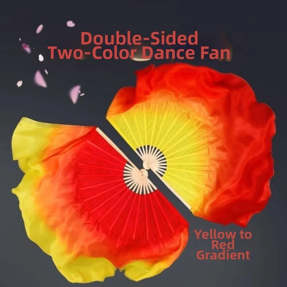 พัดไม้ไผ่แบบจีนสำหรับเต้นระบำหน้าท้อง ขนาด 31/36 ซม. พร้อมผ้าคลุมไหมทรงครึ่งวงกลม ขนาด 10/20/30/40 ซม. สำหรับเต้นรำหยางโก