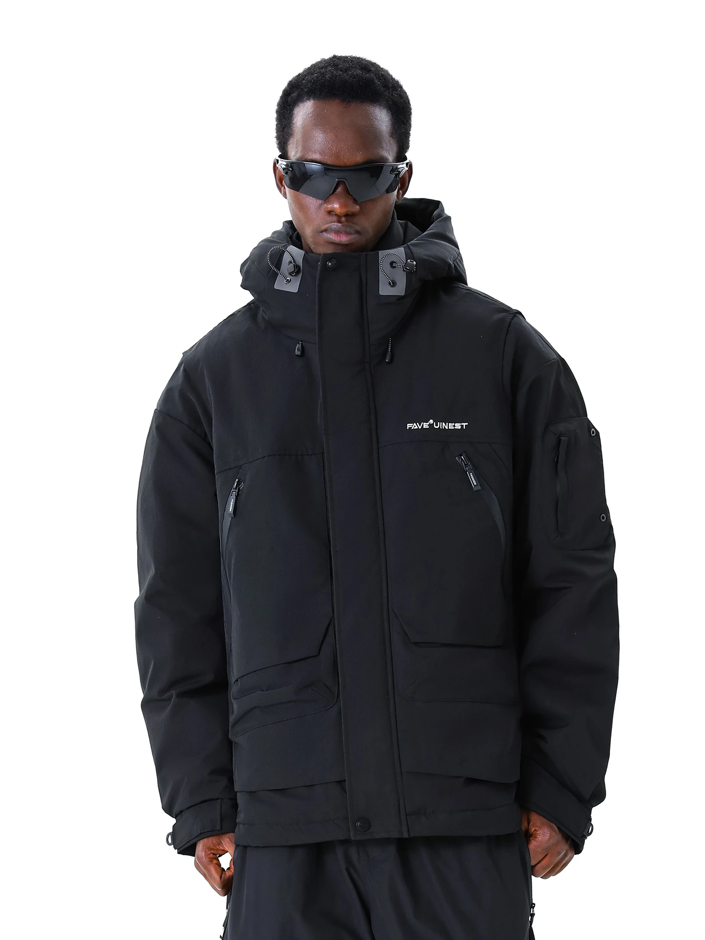 

MMOPTOP Men's Winter Thiened Warm Windproof down Jaet Hooded Bread Coat Workwear White Du Feather Padded Coat Youth Trend