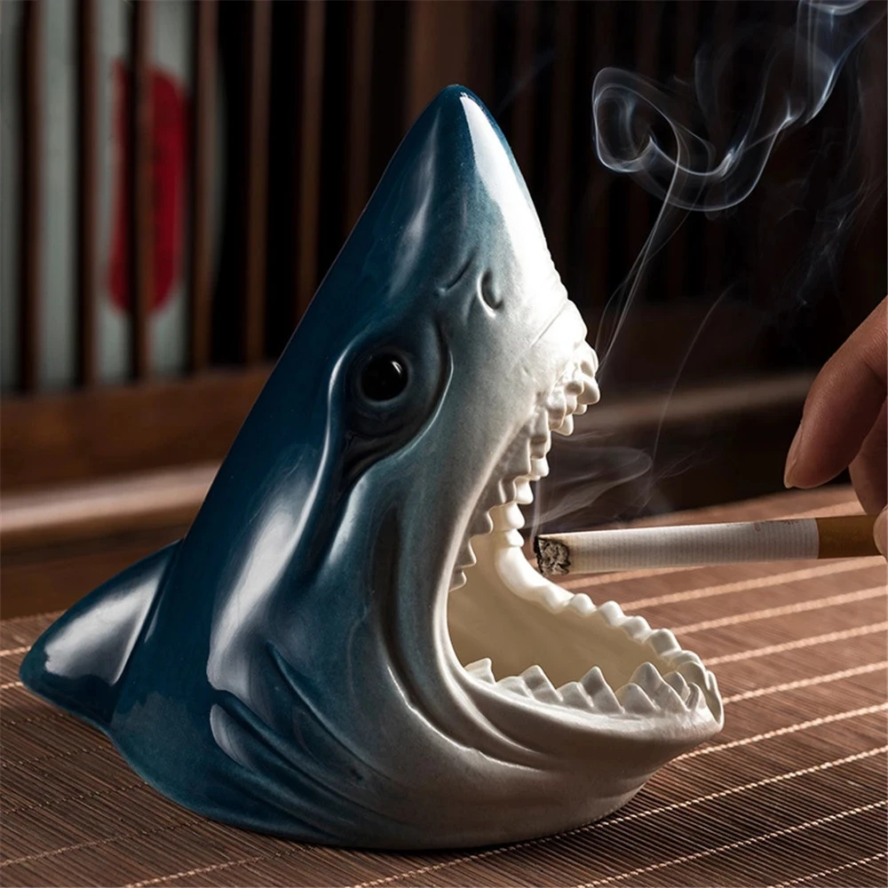 

Cute Shark Ashtray Anti Ash Flying Cartoon Animal Model Ashtray Cigarette Accessories Office Home Desktop Decoration Men Gift