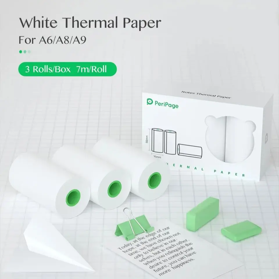 Mini Printer White and Color Thermal Paper/ Sticky Paper Waterproof Oil-proof Scratch-Proof 3 Rolls/ 1 Box 56*30 Mm / 2.2*1.2 In