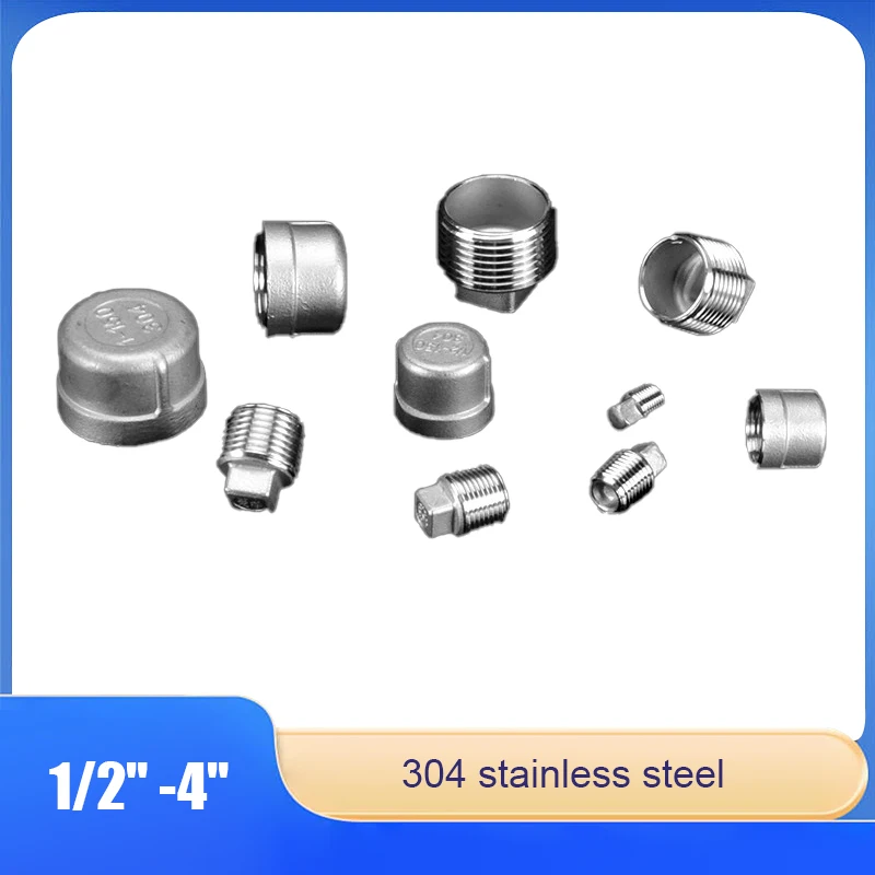 

304 Stainless Steel Inner And Outer Wire Plug Cap 1/2/3/4/6 Point 1 Inch 1.2-4 Inch Water Pipe Plug Head Accessories