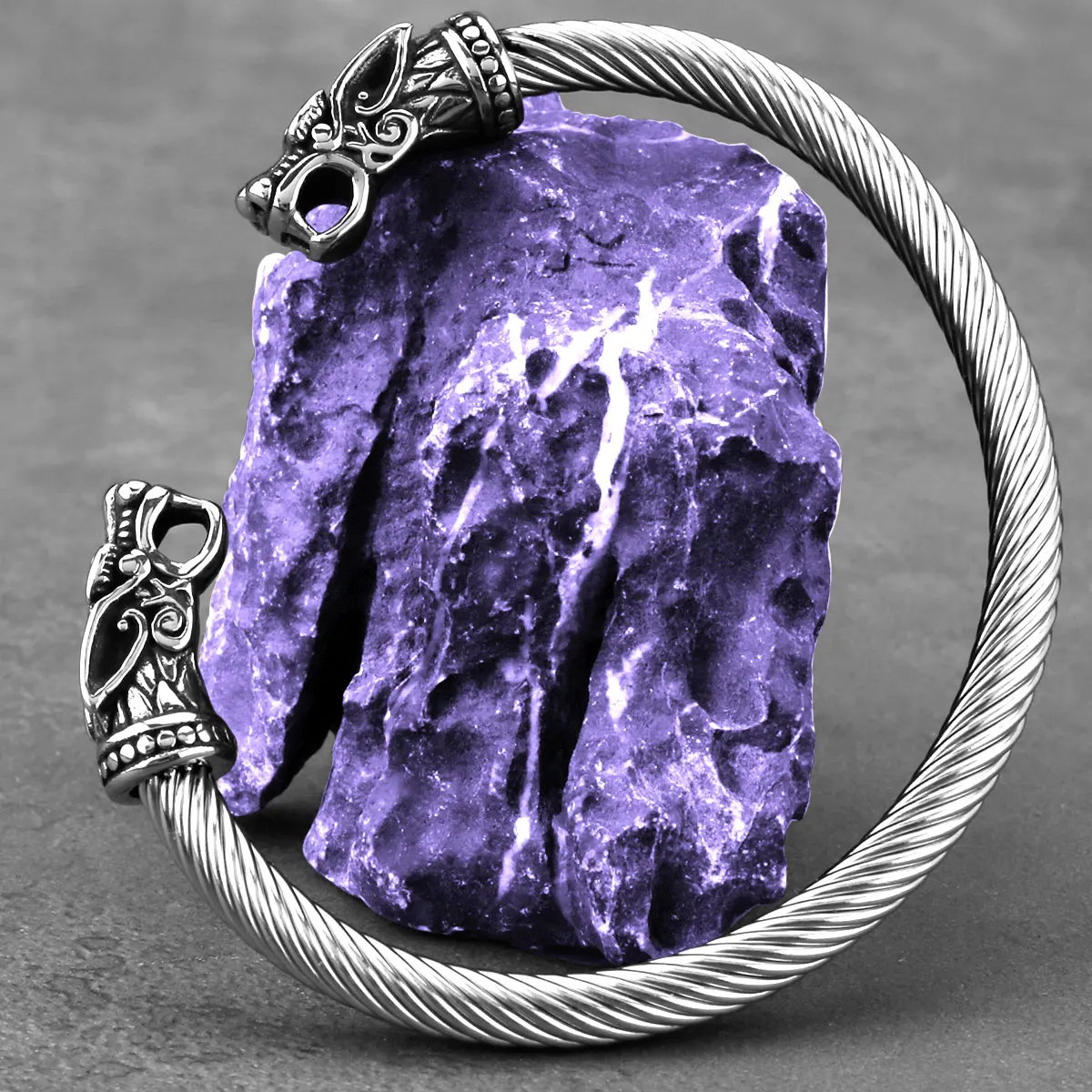 Stainless Steel Norse Dragon Bracelet for Men Vintage Scandinavian Wrist Band Cuff Arm Ring Viking Amulet Jewelry Gift Wholesale view 2
