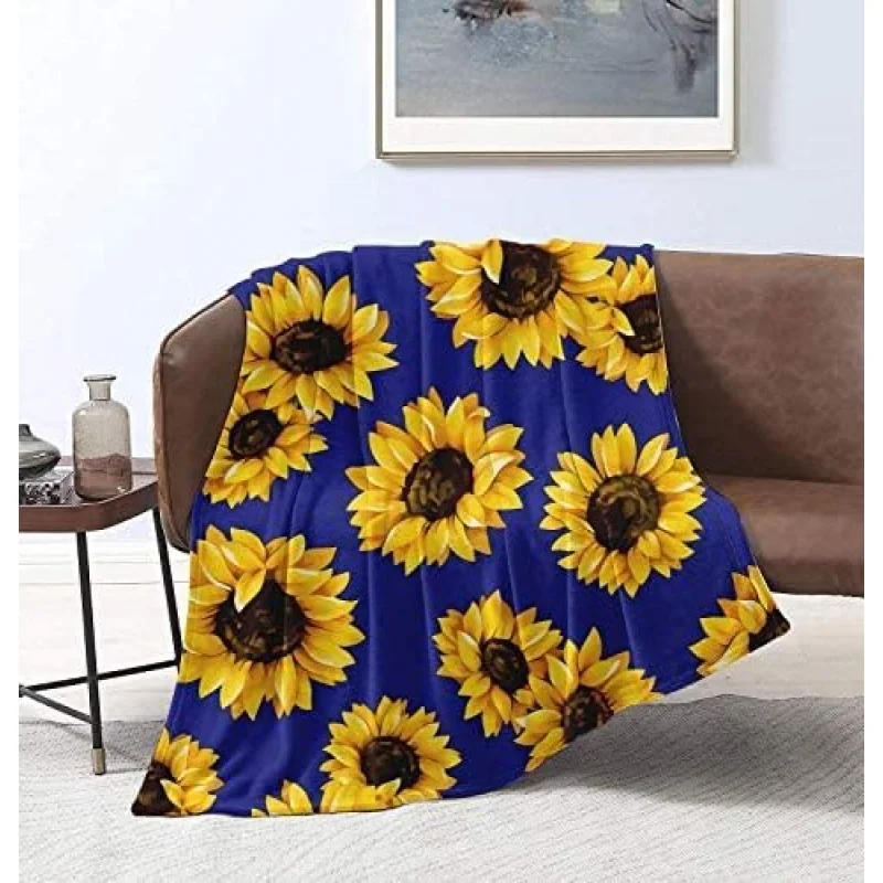 

Sunflower blanket men's and women's casual fashion gift blue flower lover decoration soft and lightweight flannel sofa chair