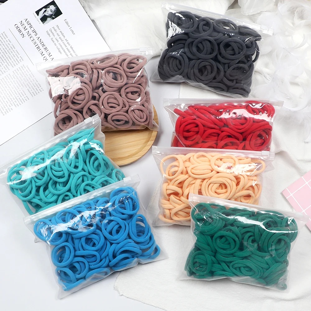 50 Teil/los Mädchen Bunte Nylon Elastische Haarbänder Frauen Grundlegende Gummiband Stirnband Scrunchie Kinder Pferdeschwanz Halter Haar Zubehör – Detail 4