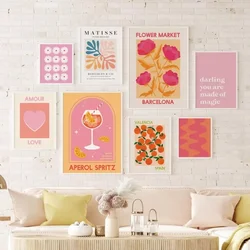 Matisse Juice Fruit Pink Orange Poster Cute Bohemian Art Heart Wall Art Flower Market Fashion Gallery Wall Bedroom Decoration