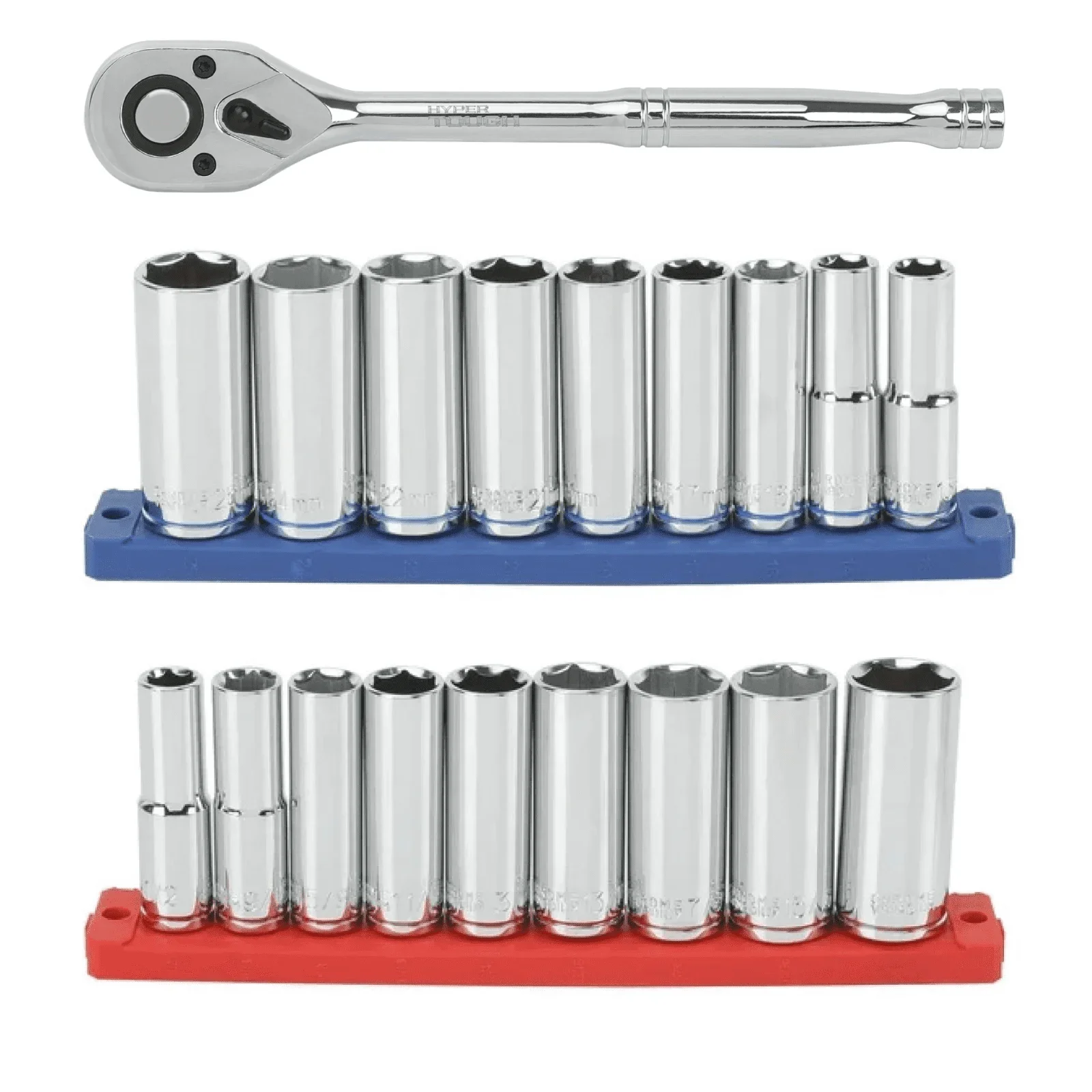 

Hyper Tough 21-Piece 1/2-inch Drive Ratchet And Deep Socket Set