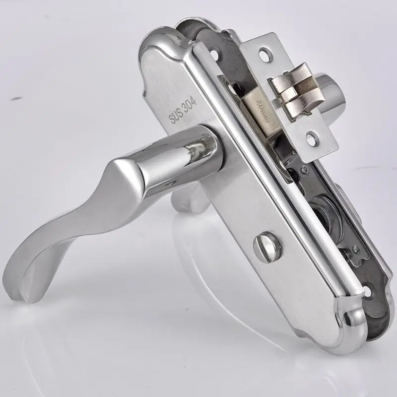 Bathroom Keyless Handle Stainless Steel Thickened Panel Bathroom Kitchen Household Universal Door Lock Handle