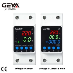 GEYA GPS6 Din Rail Adjustable Over Voltage Under Voltage Protection Device 40A 63A 80A 220VAC Digital Display Voltage Protector