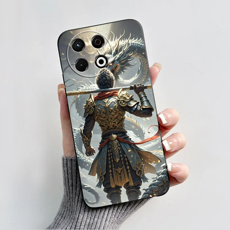 حافظة لهاتف Tecno Spark 30 Pro باللون الأسود أسطورة Wukong حافظات هاتف مطلية لهاتف Tecno Spark 30Pro 4G KL7 غطاء خلفي ناعم ونحيف من البولي يوريثان Fundas #3