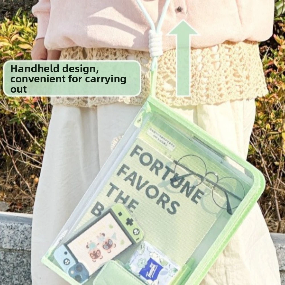 New Macaron Style File Organizer Bag Large Capacity Waterproof Portfolio Bag Zippered Closure Test Paper Bags Student Use
