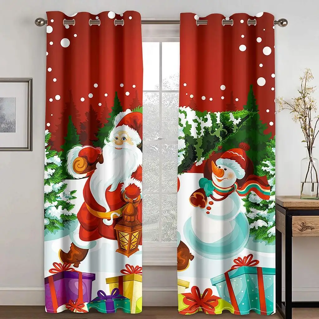 

Santa Claus Christmas Blackout Curtains Bedroom Living Room Kitchen Drapes Window Treatments Xmas Navidad Natal Home Decoration