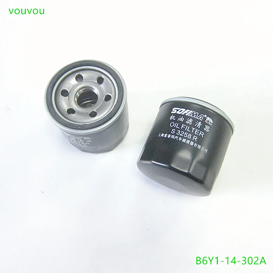 Car accessories engine oil filter B6Y1-14-302A for Mazda 323 protege 5 BJ Premacy CP 626 mazda 2 MX-5 Haima 7 M3 M6 S5 Haima 3