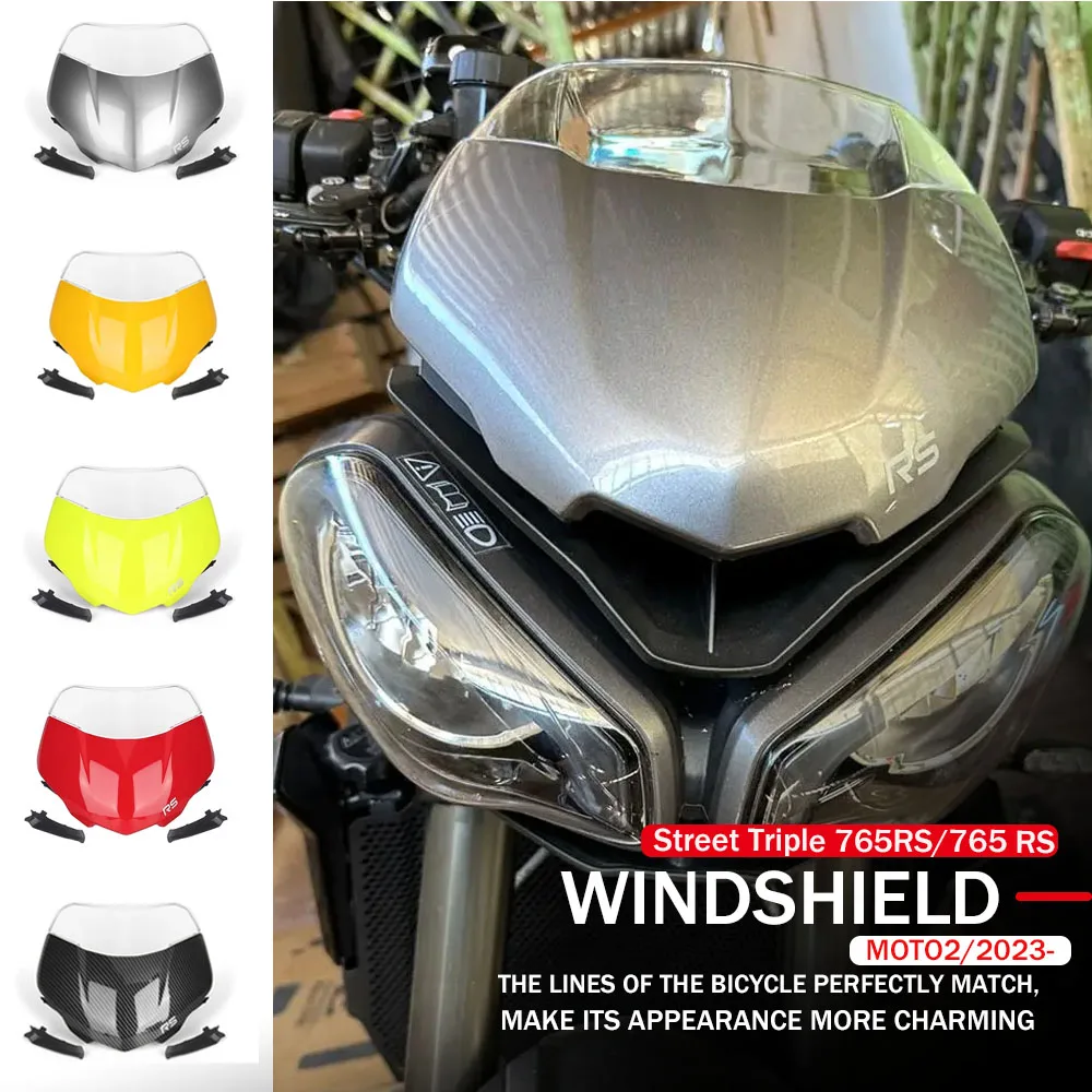 NEW Motorcycle Front Windshield Windscreen Visor Wind Screen Shield Spoiler Deflector For Street Triple 765RS 765 RS moto2 2023