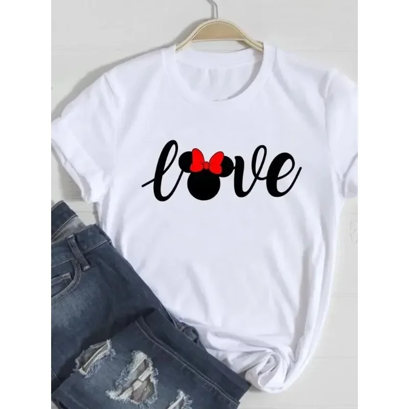 Sweet Funny Face Fashion Clothes Mouse Ear Graphic T-shirts Casual Printed Clothing Women Female Short Sleeve Lady Tee Top