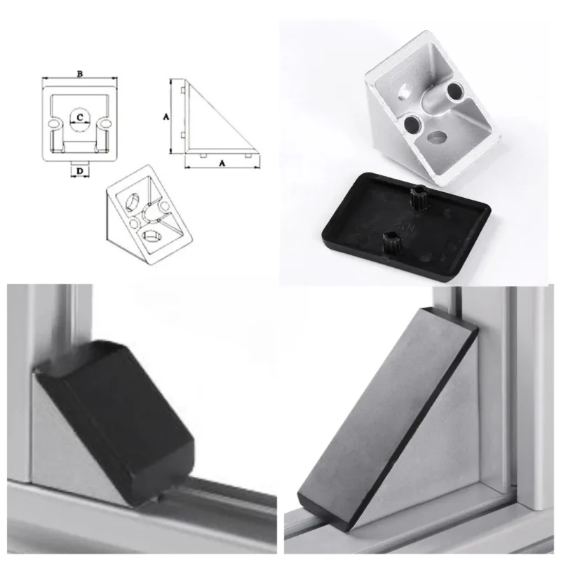 10Pcs Covered Aluminum Corner Code 2020 3030 4040 3060 4080 Right Angle Fixed Connection Corner Bracket For Industrial  Profile