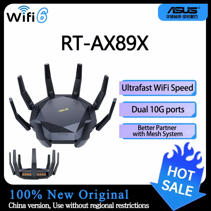 ASUS AX89X 12-stream AX6000 Dual Band WiFi 6 (802.11ax) Router mendukung MU-MIMO dan Teknologi OFDMA