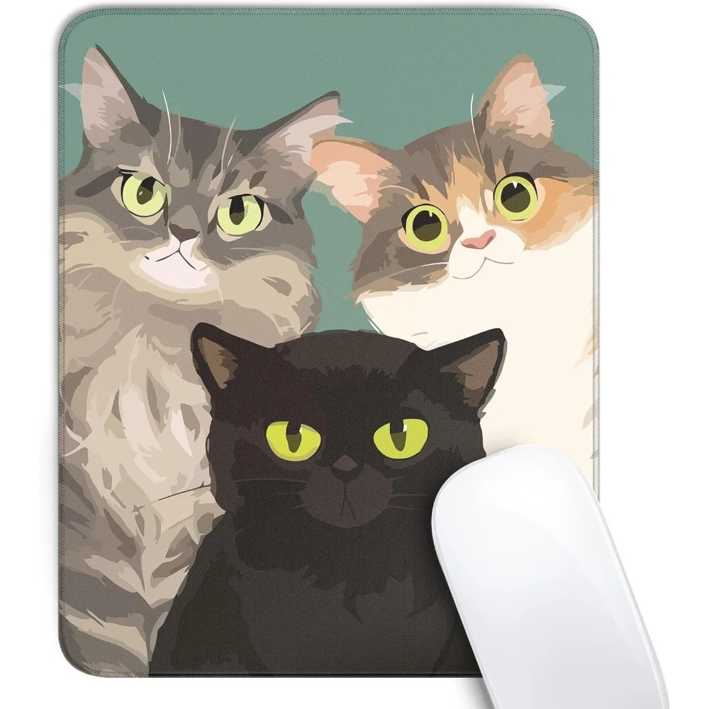 

Funny Cats Square Mouse Pad Cute Anime Cats Mouse Pads for Wireless Mouse Desk Accessories 10"X8"Travel Mousepad with Non-Slip R