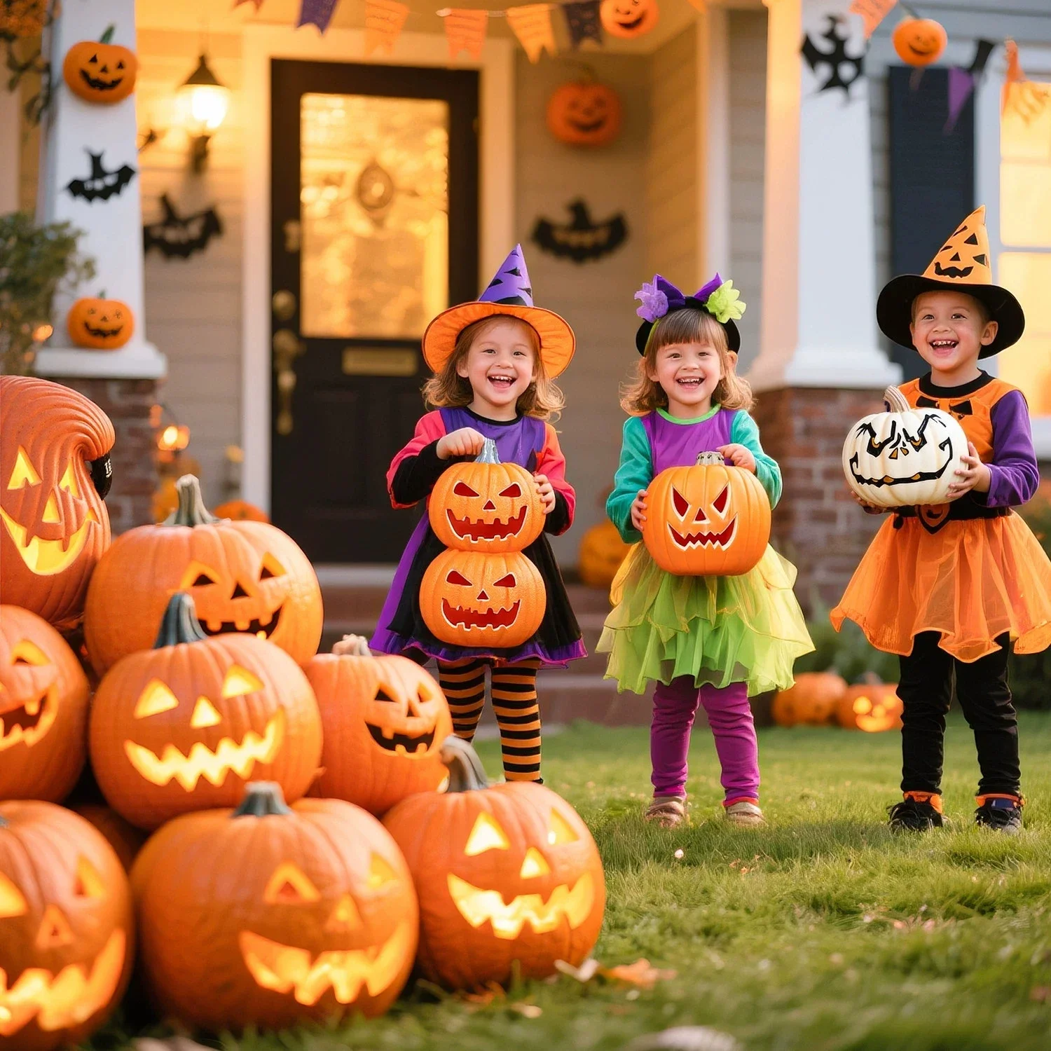 LED Triple Layer Glowing Pumpkin Decor, Battery Powered Light Up Pumpkin Ornament, Halloween Festival Home Party Decoration view 3