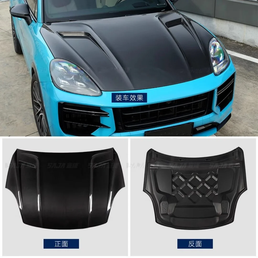 Dry Carbon fiber Engine Cover for Porsche Cayenne 2018-2024 modified Hood scoop assembly Bonnet Body kit Car Accessories