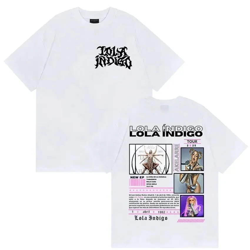 

"Lola Indigo 2025 Tour Double-Sided Oversized T-Shirt: Gothic Typography Brand Logo on Front + Back Panel with Tour 2025 Label,