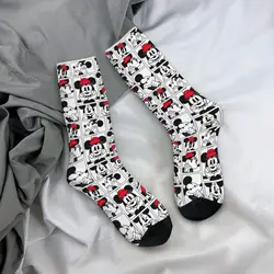 Colorful Mickey Mouse Square Design Football Socks Polyester Middle Tube Socks for Women Men Non-slip