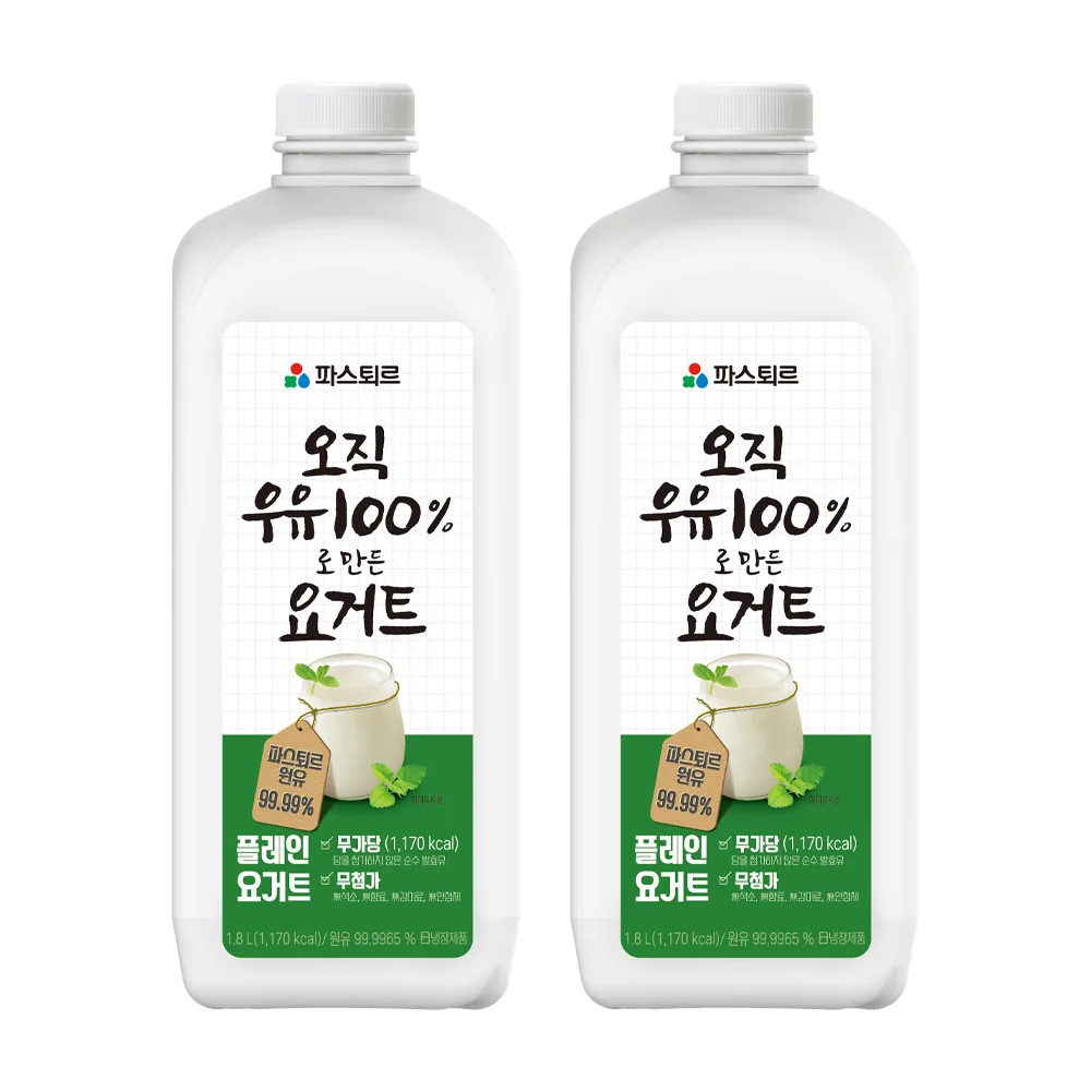[Lotte Wellfood Official Store] Pasteur 100 % Milchjoghurt 1,8 l x 2 Flaschen