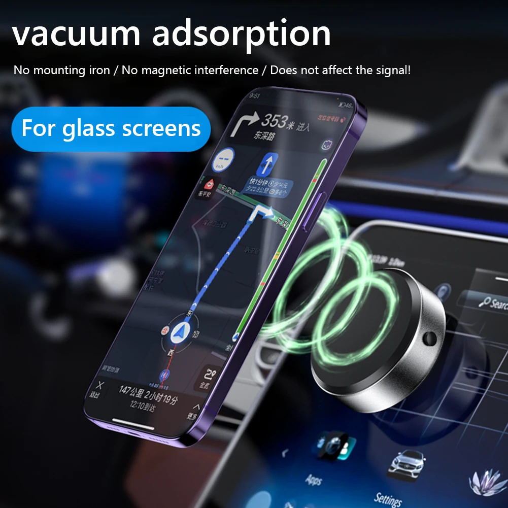 Vacuum Adsorption Suction Cup Car Phone Holder Magnetic Universal Adsorption Bracket 360° Rotation Car Mount Mobile Phone Stand