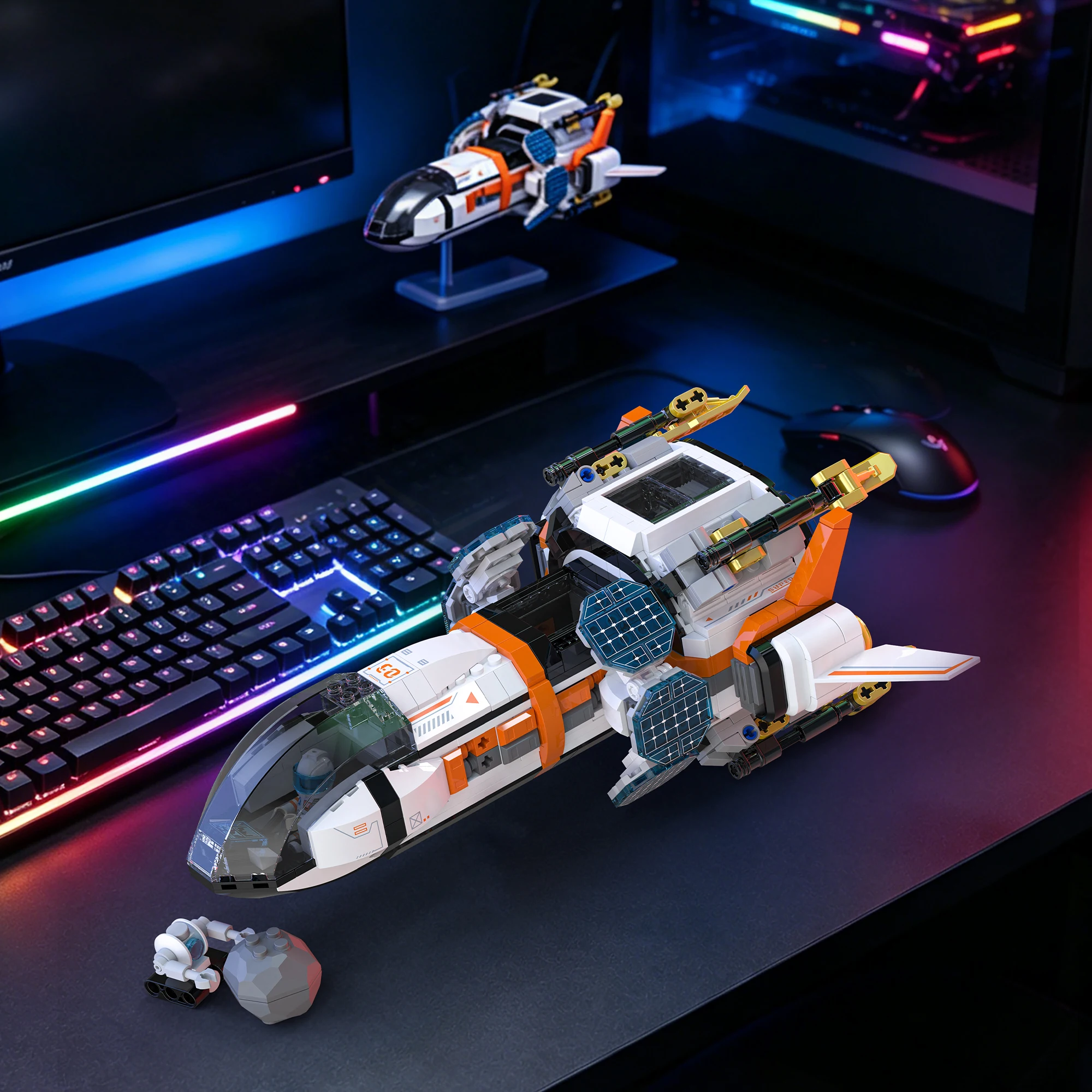 宇宙探査モジュラー宇宙船ビルディングブロックシャトルランダーロボットソーラーパネルモデル-diy-おもちゃギフト子供大人のための