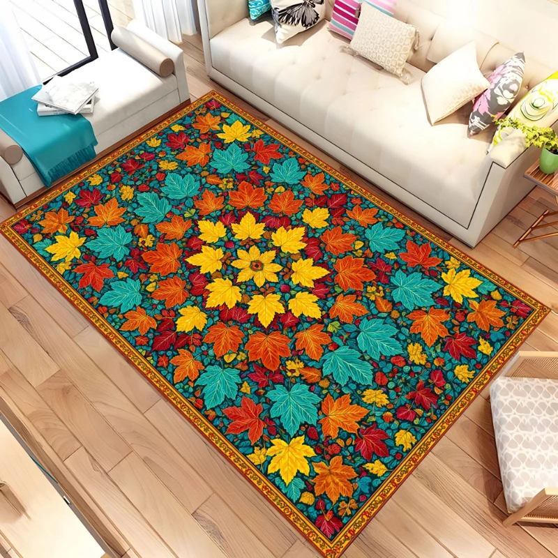 Autumn Maple Leaf Vintage graphics carpet,lounge coffee table mat,dining area,bedside floor mat Welcome rug,Non Slip Rug,Gift