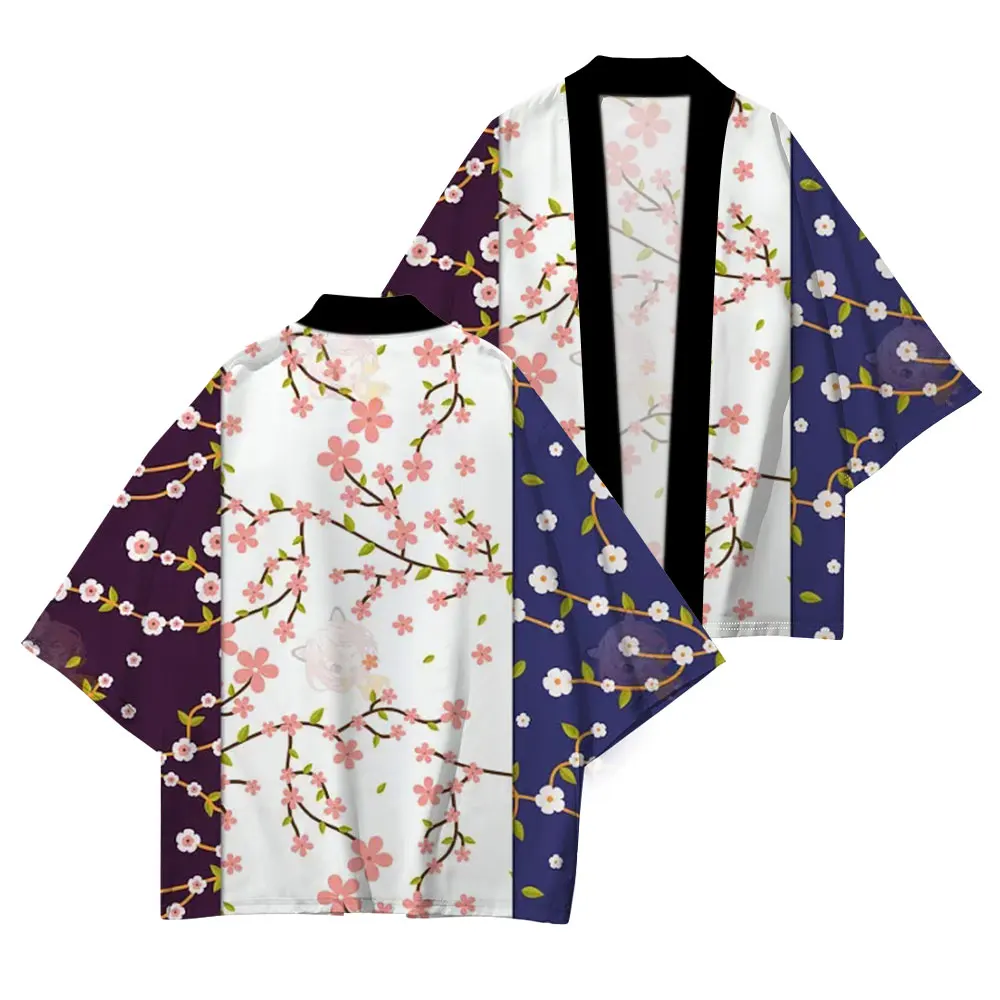 Japanese traditional clothing High quality casual loose kimono Wave red sun pattern printed summer UV protection kimono XXS-4XL