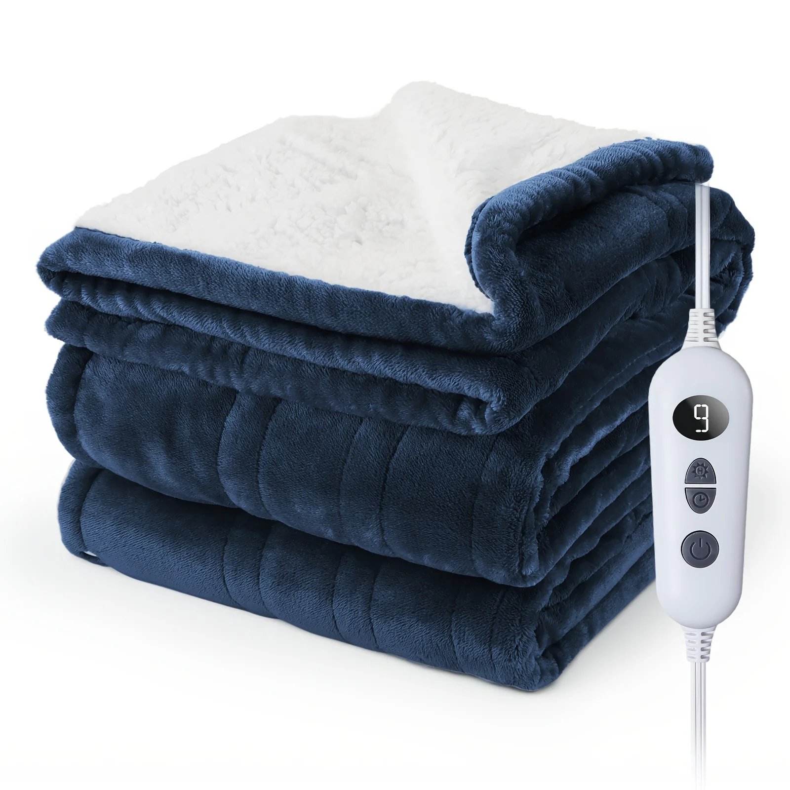 

Электрическое одеяло с подогревом, 50*60 дюймов, из мягкого фланеля и ткани, 10 уровней температуры, двойное нагревательное покрытие PTC+NTC