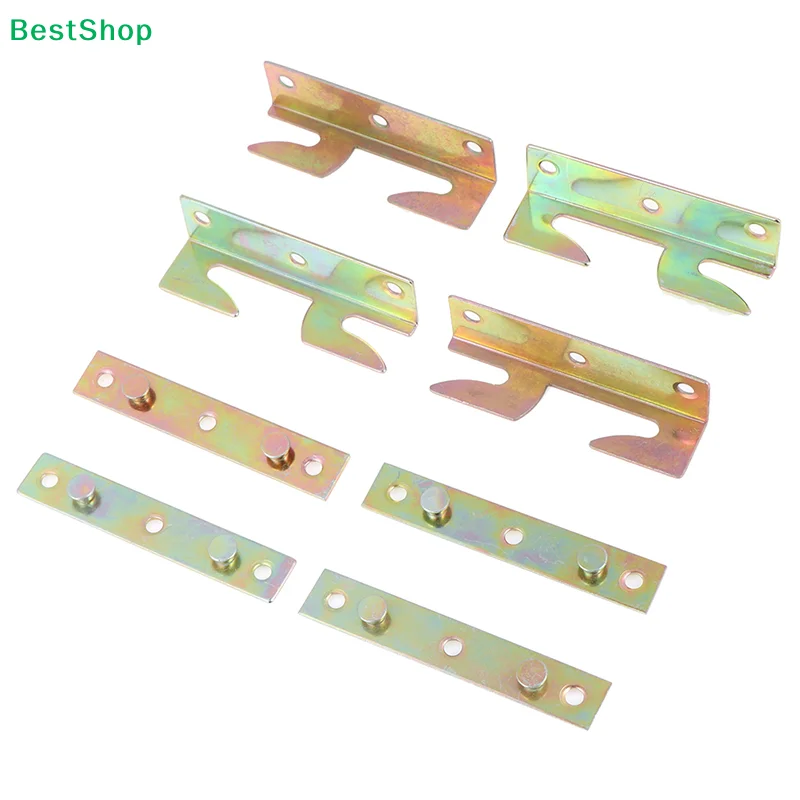 ★4 Sets Furniture wood bed rail bracket fitting snap connectors mount hole