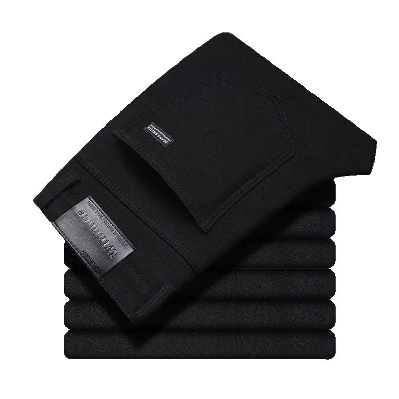 Business Men\'s Jeans Casual Straight Stretch Fashion Classic Black Work Denim Trousers Male WTHINLEE Brand Clothing Size 28-40