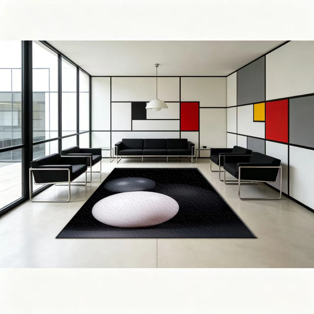Simple 3D Black and White Gray Spherical Carpet Floor Modern Non-Slip Decorative Floor Carpet Suitable for Home Bedrooms