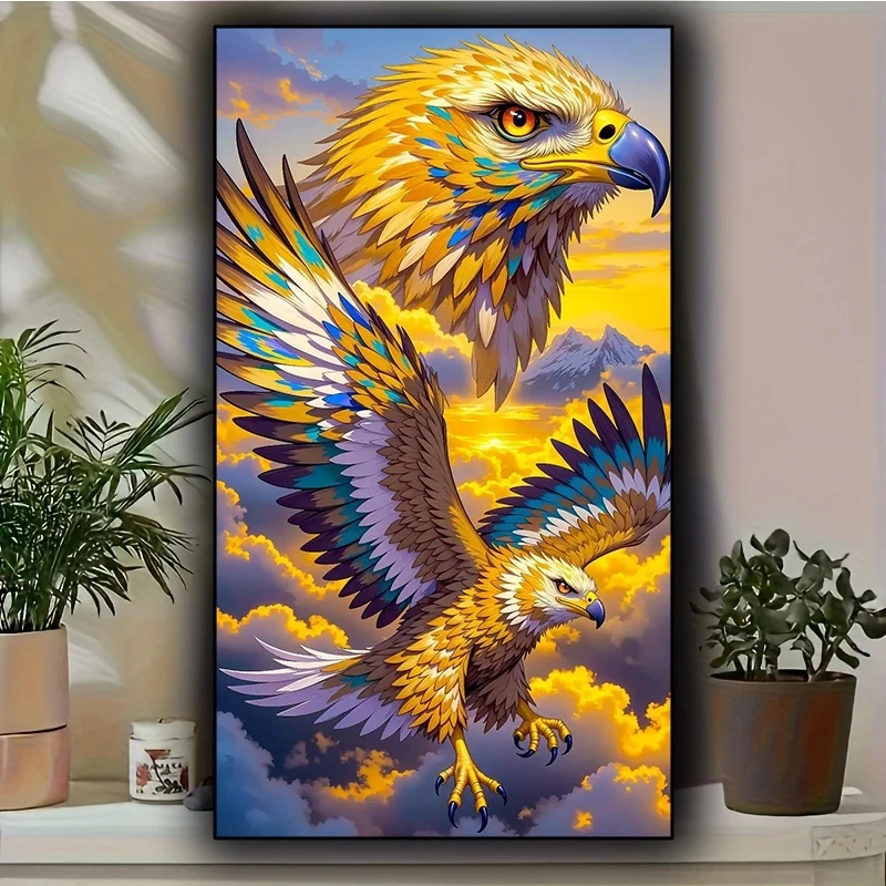 

Золотой Орел Diy Алмазная Картина Большой Размер Ювелирных Изделий Вышивка Крестом Полный Квадратный Круглый Алмазная Мозаика Животное Для Домашнего Декора