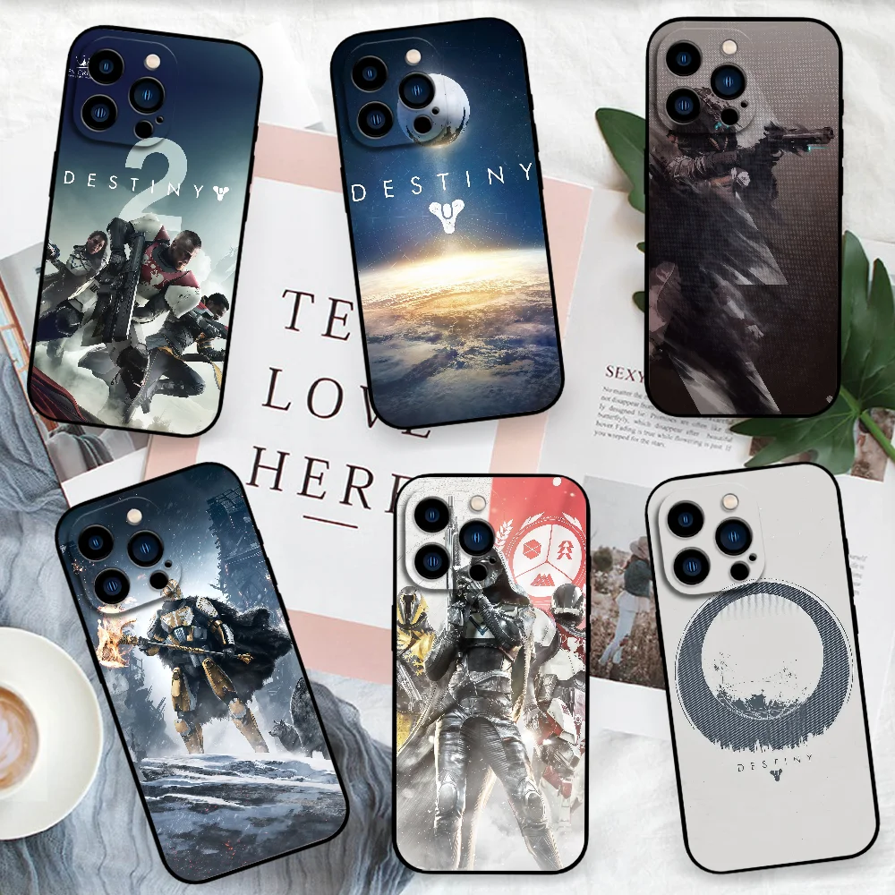 Film d-destiny 2 coque de téléphone FUNDA pour iPhone 12 11 13 14 15 16 17MINI Max Pro Plus couverture noire en Silicone souple