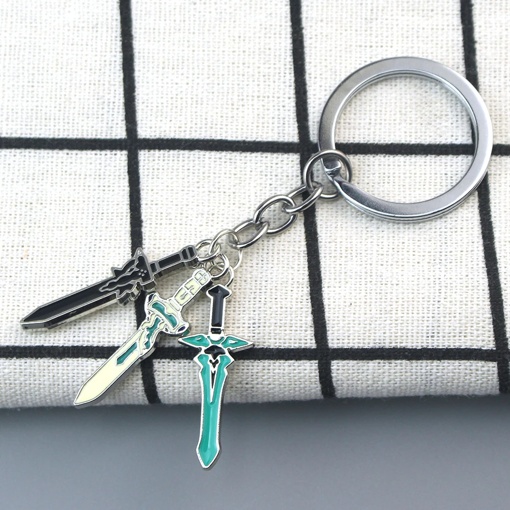 Sword Art Online Keychain SAO Asuna Kirito Elucidator DARK REPULSER Keyring for Men Anime Accessories Pendant llaveros Jewelry