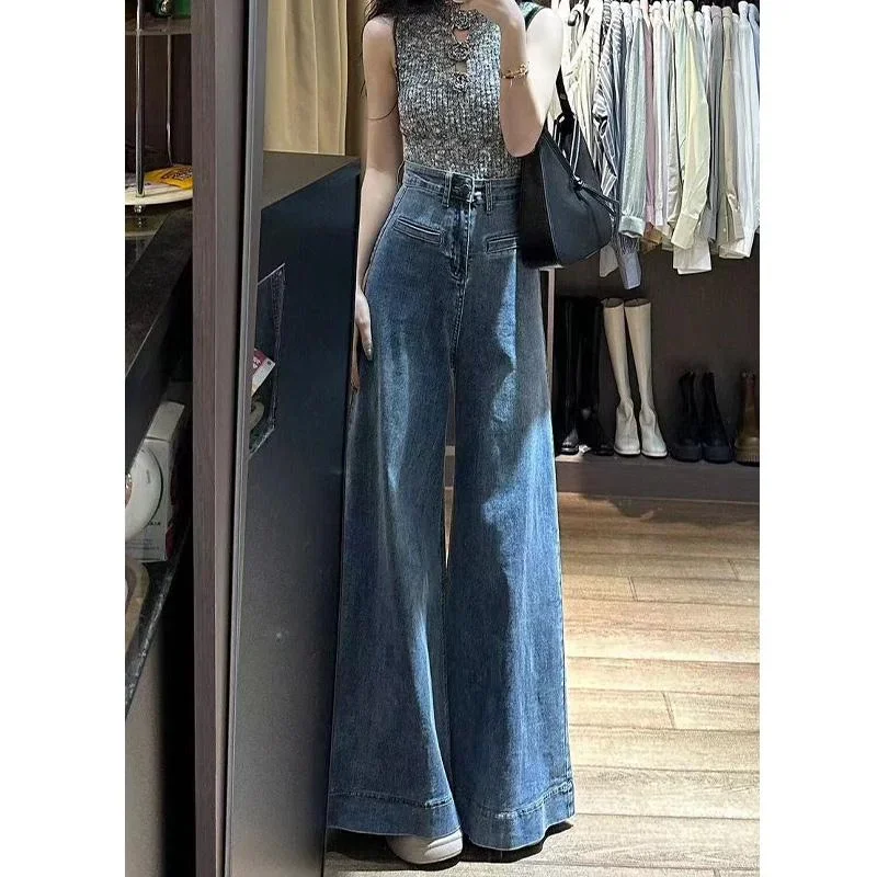 Koreanische Mode hohe Taille weites Bein Jeans für Frauen 2024 lose Hosen Frauen Dongdaemun Kleidung übergroße Frau Vintage Aestethic